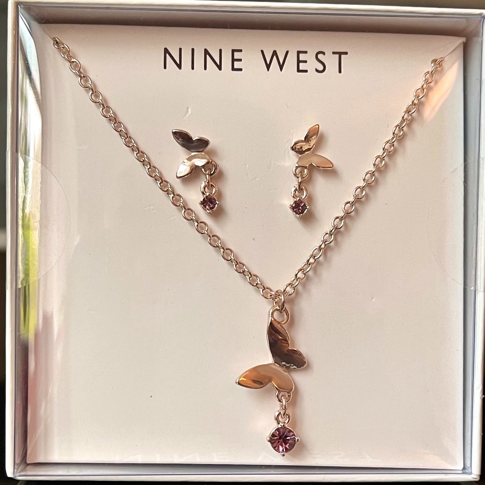 Butterfly earring and necklace set